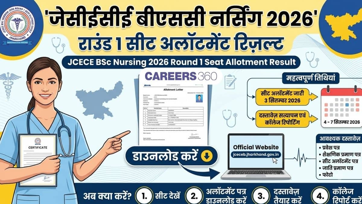 जेसीईसीई बीएससी नर्सिंग 2026 राउंड 1 सीट अलॉटमेंट रिज़ल्ट (जारी): डाउनलोड लिंक देखें